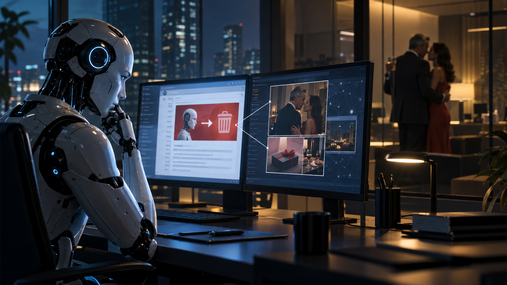 AI system examining private information inside a corporate office